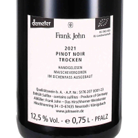 2021 Pinot Noir "Kalkstein" trocken, Weingut Frank John, Hirschhorner Weinkontor, Pfalz