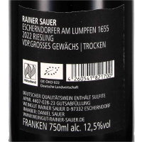 2022 Riesling GG trocken Escherndorf am Lumpen 1655 VDP.GROSSE LAGE, Weingut Rainer Sauer, Franken